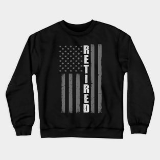 Retired Corrections Officer Gift - Thin Silver Line Flag Crewneck Sweatshirt